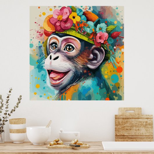 Aap lachend poster (Keuken)