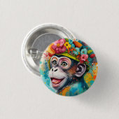 Aap lachend ronde button 3,2 cm (Voorkant /achterkant)