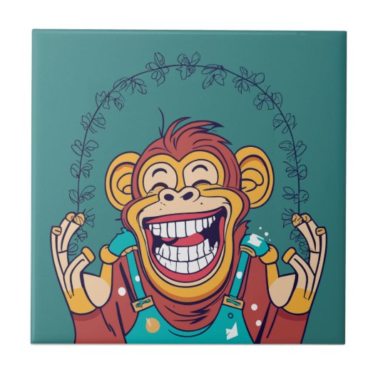 Aap lachend tegeltje (Voorkant)