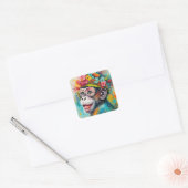 Aap lachend vierkante sticker (Envelop)