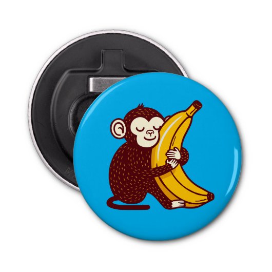 Aap Liefde Banaan Button Flesopener (Voorkant)
