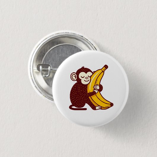 Aap Liefde Banaan Ronde Button 3,2 Cm (Voorkant /achterkant)
