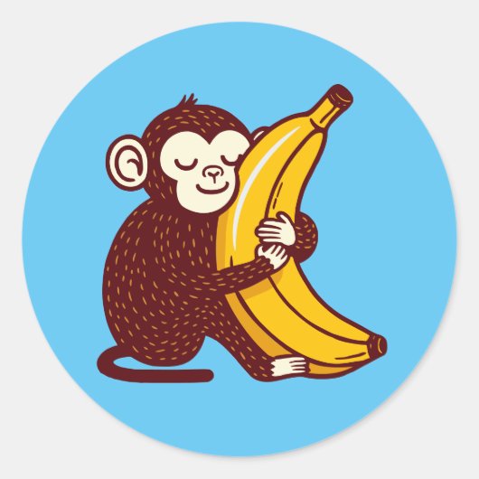 Aap Liefde Banaan Ronde Sticker (Voorkant)