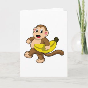 Aap loopt met banaan kaart