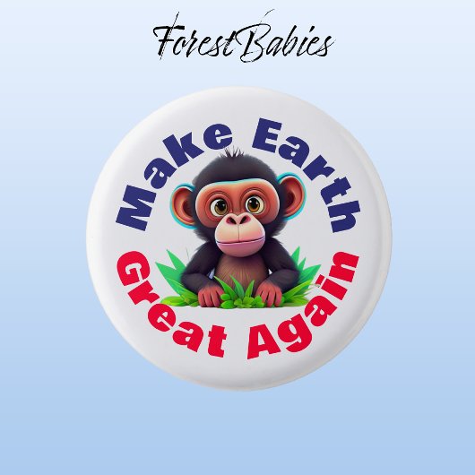 Aap, maak de aarde weer geweldig, Schattigee omgev Ronde Button 3,2 Cm