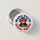 Aap, maak de aarde weer geweldig, Schattigee omgev Ronde Button 3,2 Cm (Voorkant /achterkant)