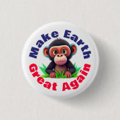 Aap, maak de aarde weer geweldig, Schattigee omgev Ronde Button 3,2 Cm (Voorkant)