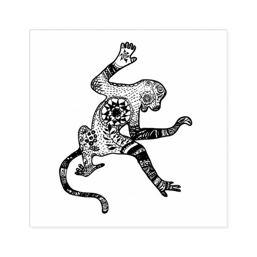 Aap, Mandala Monkey Art Wood Art Stamp Rubberstempel (Afrduk)