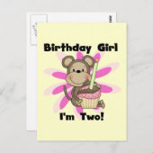Aap Meisje 2e Verjaardag Tshirts en geschenken Briefkaart (Voorkant / Achterkant)