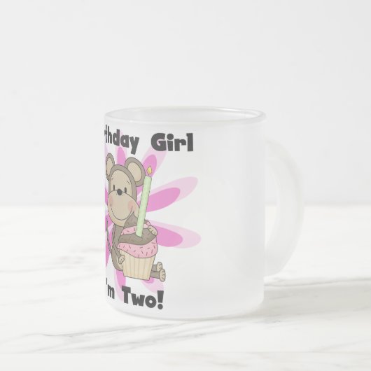Aap Meisje 2e Verjaardag Tshirts en geschenken Matglas Koffiemok (Voorkant rechts)