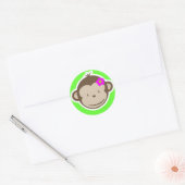 Aap-meisje-groen Ronde Sticker (Envelop)