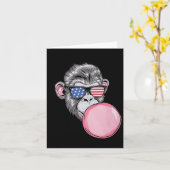 Aap met Amerikaanse vlag Sungles 4th van juli Gift Kaart (Gele Bloem)