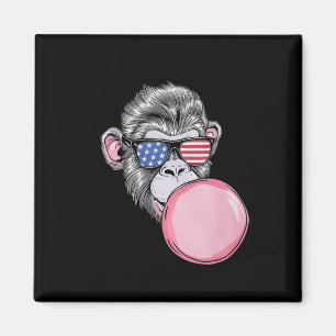 Aap met Amerikaanse vlag Sungles 4th van juli Gift Magneet
