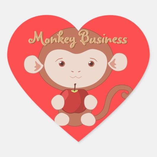 Aap met Apple Heart Stickers (Voorkant)