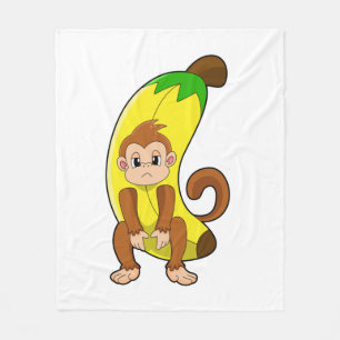 Aap met banaan fleece deken