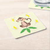 aap met banaan geel Oerwoud Kartonnen Onderzetters (Schuin)
