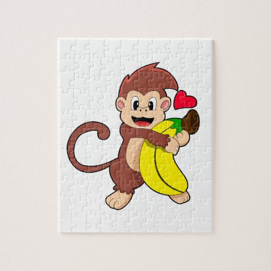 Aap met banaan legpuzzel (Verticaal)
