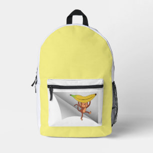 Aap met banaan onder de patch bedrukte rugzak
