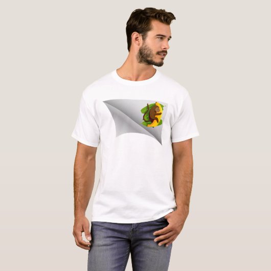 Aap met banaan onder de patch t-shirt (Voorkant volledig)