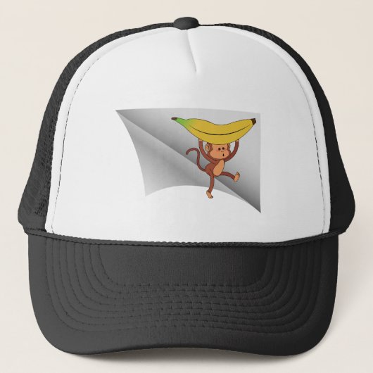Aap met banaan onder de patch trucker pet (Voorkant)