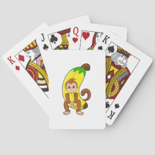 Aap met banaan pokerkaarten