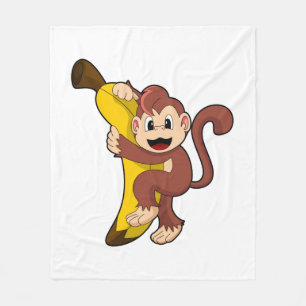 aap met bananen (1).PNG Fleece Deken