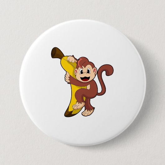 aap met bananen (1).PNG Ronde Button 7,6 Cm (Voorkant)