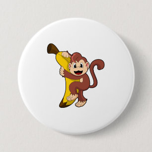 aap met bananen (1).PNG Ronde Button 7,6 Cm