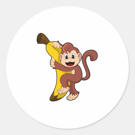 aap met bananen (1).PNG Ronde Sticker (Voorkant)
