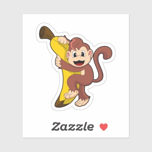 aap met bananen (1).PNG Sticker (Vel)