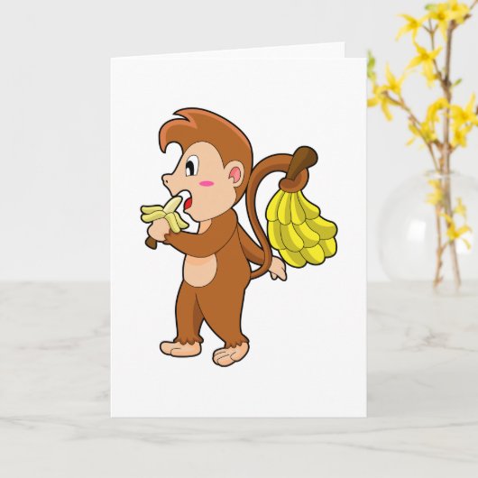 Aap met bananen kaart (Gele Bloem)