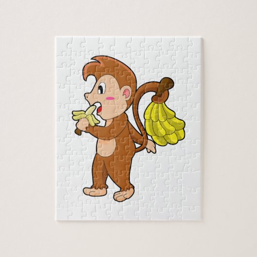 Aap met bananen legpuzzel (Verticaal)