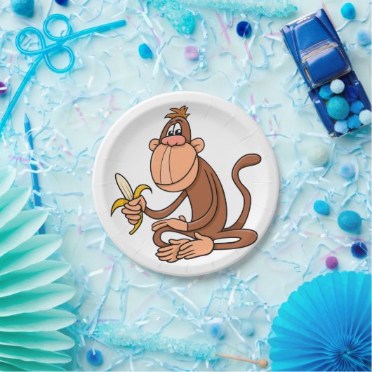 aap met bananen papieren bordje (Feest)