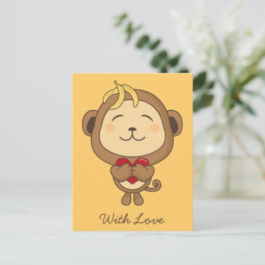 aap met Briefkaart van liefde (Staand voorkant)