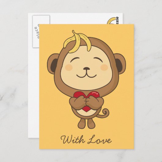 aap met Briefkaart van liefde (Voorkant / Achterkant)