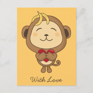aap met Briefkaart van liefde