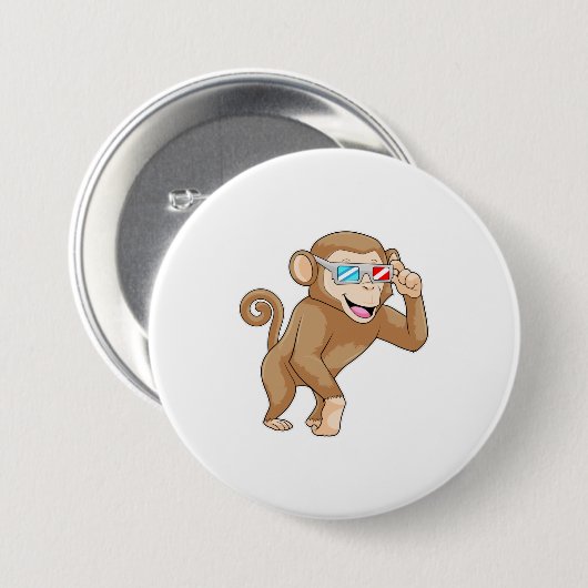 aap met bril ronde button 7,6 cm (Voorkant /achterkant)