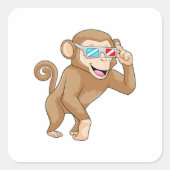 aap met bril vierkante sticker (Voorkant)