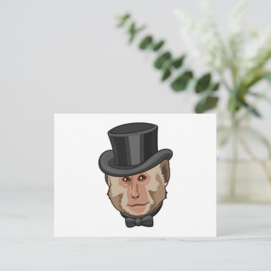 Aap met cilinder briefkaart (Staand voorkant)