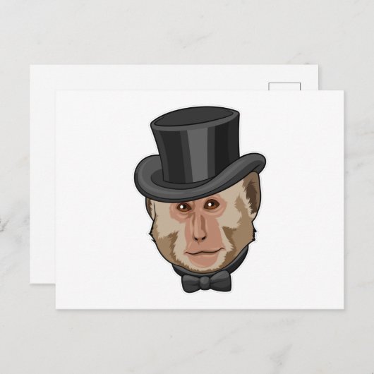 Aap met cilinder briefkaart (Voorkant / Achterkant)