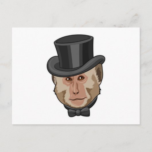 Aap met cilinder briefkaart (Voorkant)