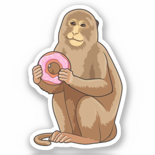 aap met Donut Sticker (Voorkant)