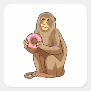 aap met Donut Vierkante Sticker
