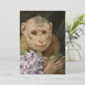 Aap met een boeket viooltjes | Gabriel von Max (Staand voorkant)