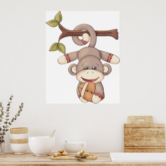 aap met een Football Poster (Keuken)