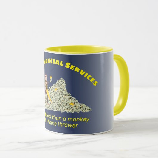 Aap met een vlammenwerper die een stapel geld verb mok (Voorkant rechts)