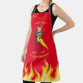 aap met een vlammenwerper schort (Insitu)