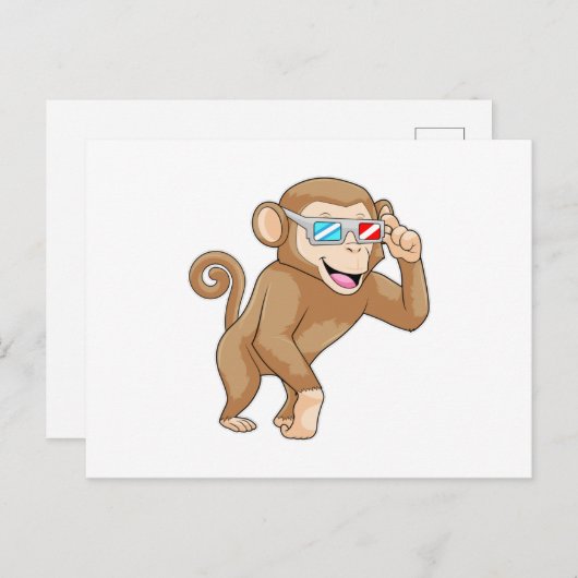Aap met een zonnebril briefkaart (Voorkant / Achterkant)