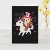 Aap met eenhoorn voor vuurwerk op Onafhankelijkhei Kaart (Gele Bloem)
