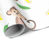 aap met geelglas van banaan, geel groen cadeaupapier (Rol Hoek)